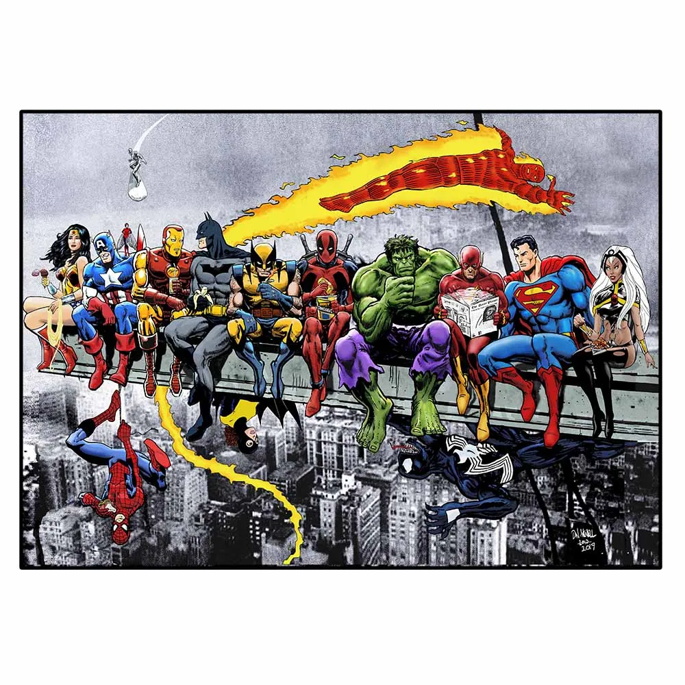 Plakat superbohaterowie HD na płótnie żółty