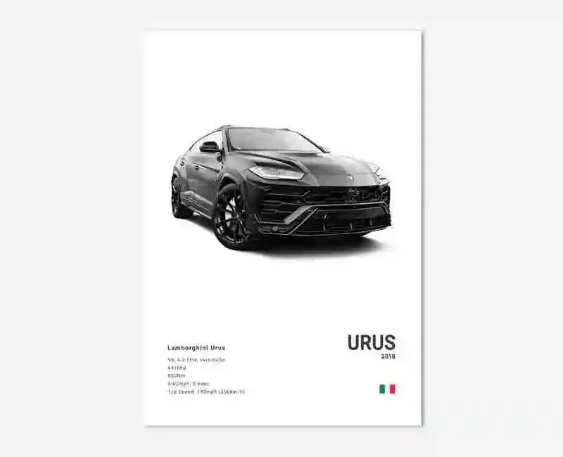 Supercar - czarno-biały plakat motoryzacyjny Wzór 1