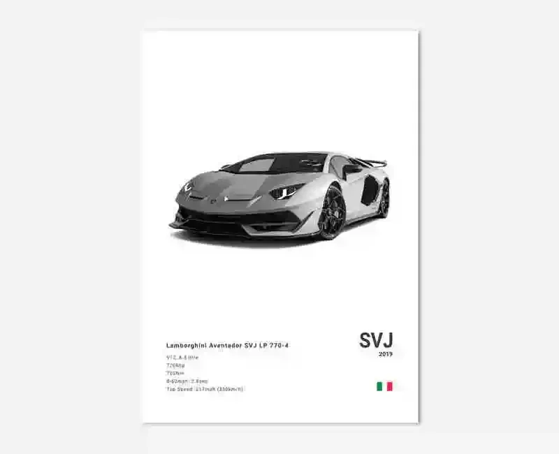 Supercar - czarno-biały plakat motoryzacyjny Wzór 4