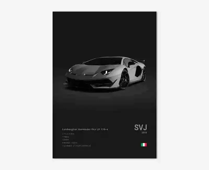 Supercar - czarno-biały plakat motoryzacyjny Wzór 6
