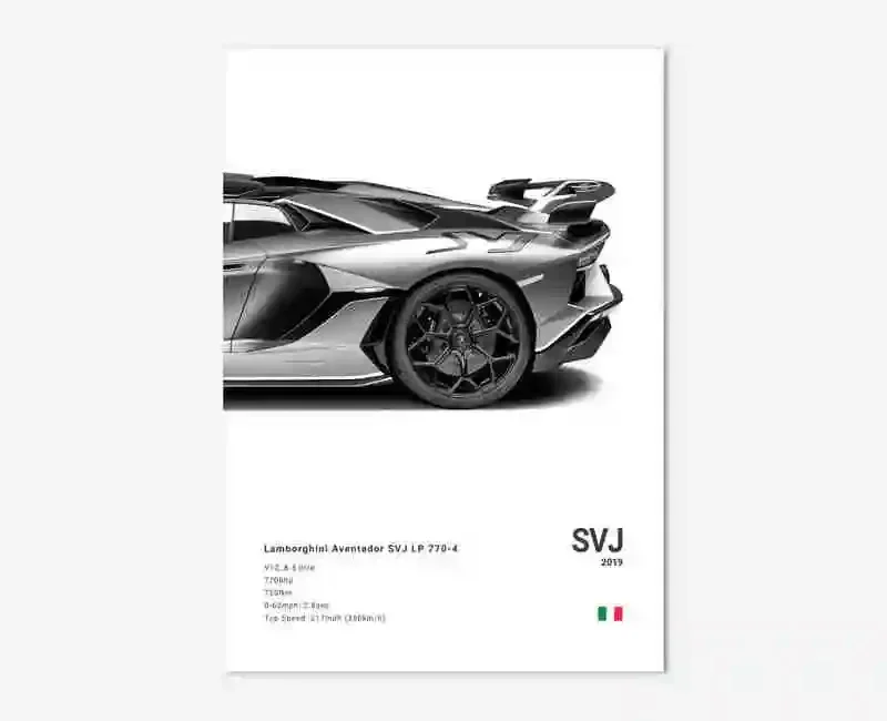Supercar - czarno-biały plakat motoryzacyjny Wzór 7