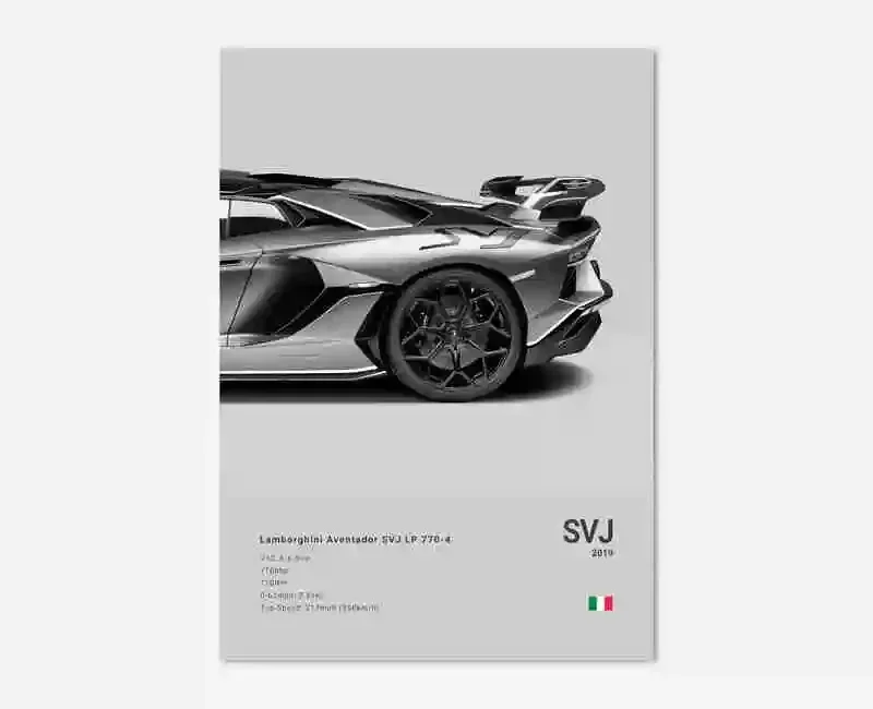 Supercar - czarno-biały plakat motoryzacyjny Wzór 8