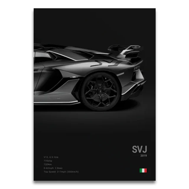 Plakat supersamochody SVJ, Urus i Veneno Jasnożółty