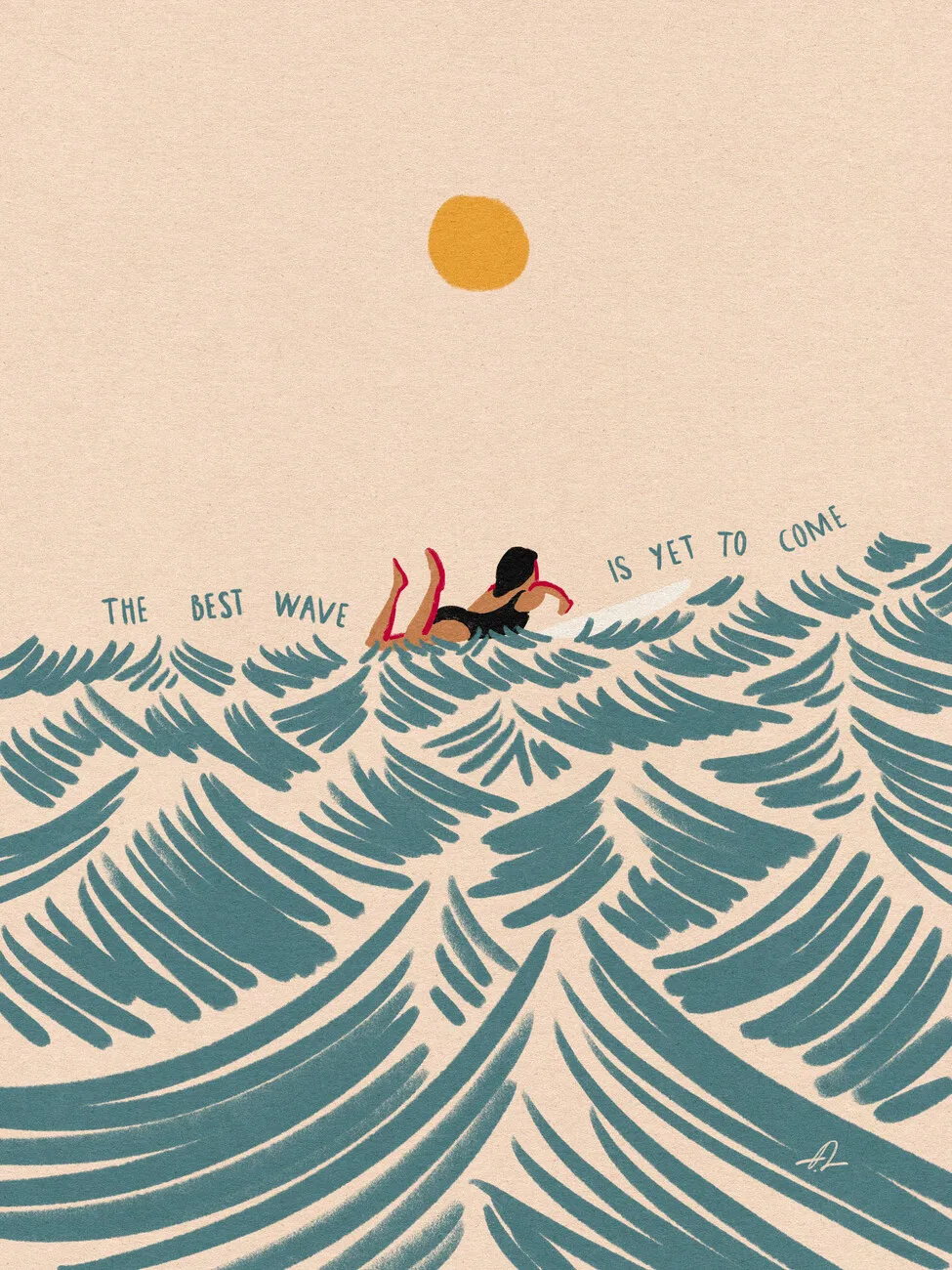 Surfing i fale - nordycki plakat abstrakcyjny Fioletowy/фиолетовый