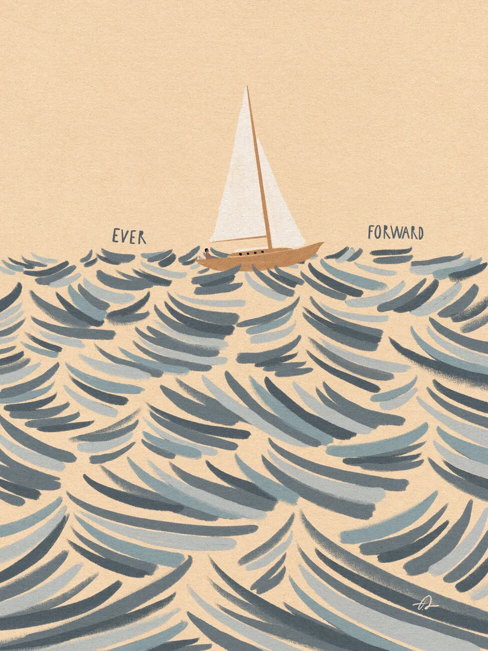 Surfing i fale - nordycki plakat abstrakcyjny Jasnożółty