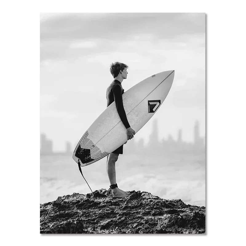 Surfing i kamper - plakat plażowy na ścianę Wzór 7