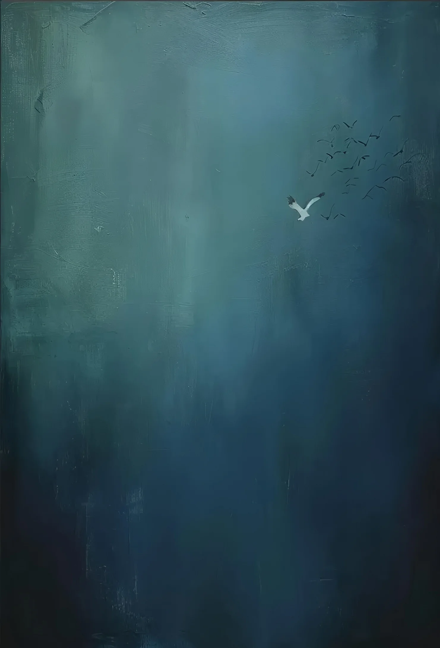 Surrealistyczne niebo z czaplą – minimalistyczny plakat żółty