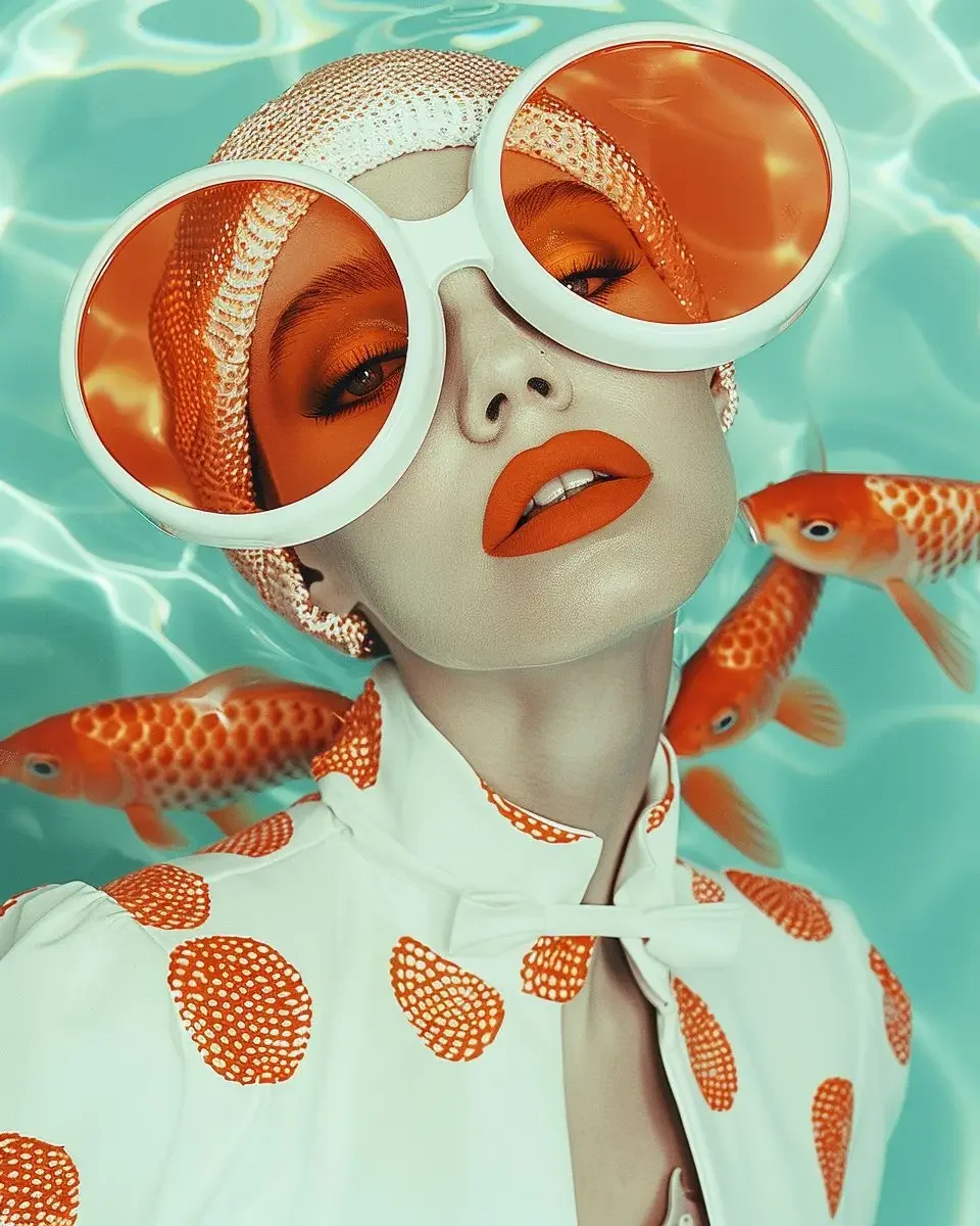 Plakat surrealistyczny portret kobiety Fuksja