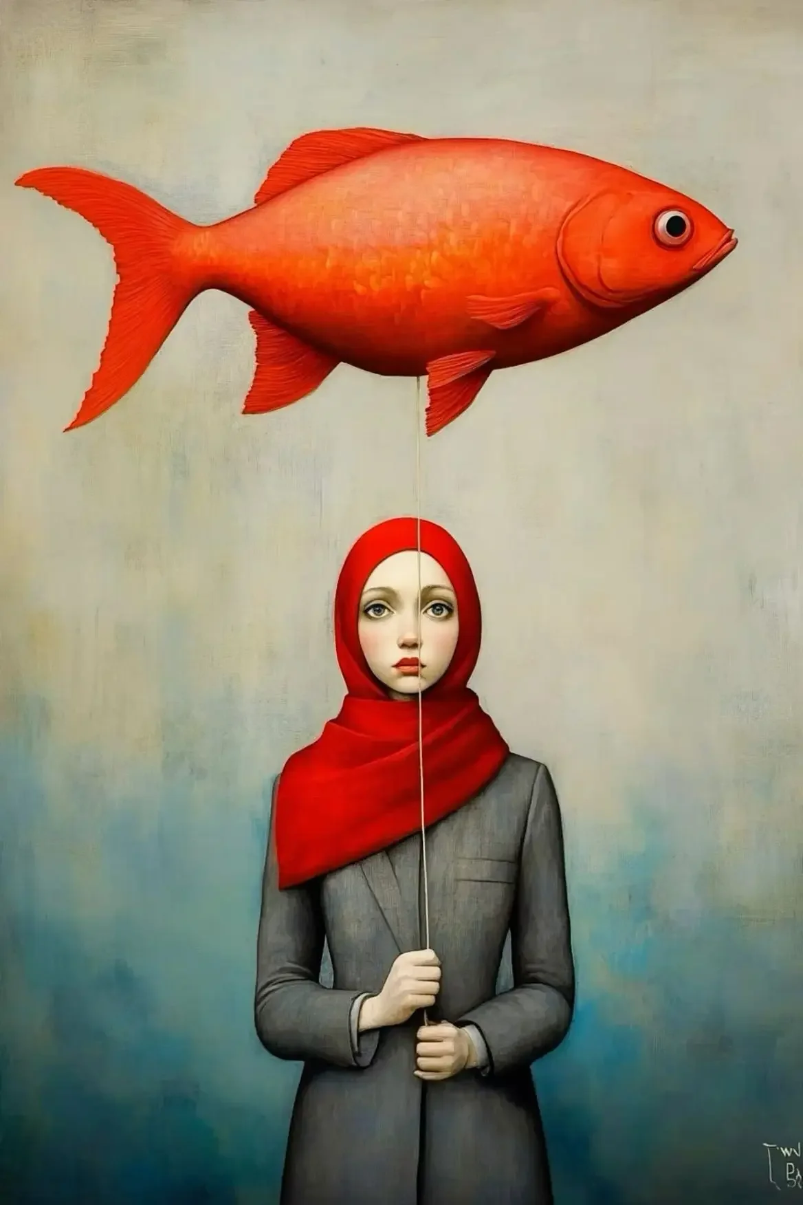 Plakat surrealistyczny portret kobiety Mięta