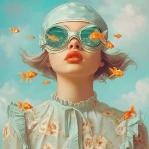 Surrealistyczny portret kobiety - ryba i dziewczyna Wzór 1