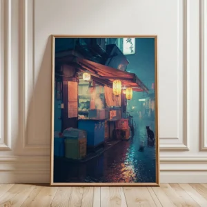 Plakat sushi bar - retro japońska grafika do jadalni Biały