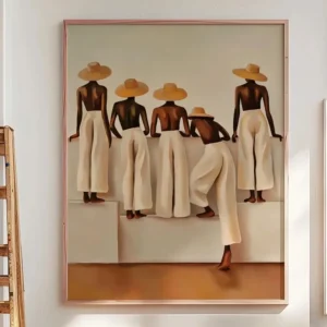 Beżowa sylwetka kobiety - minimalistyczny plakat boho Biały