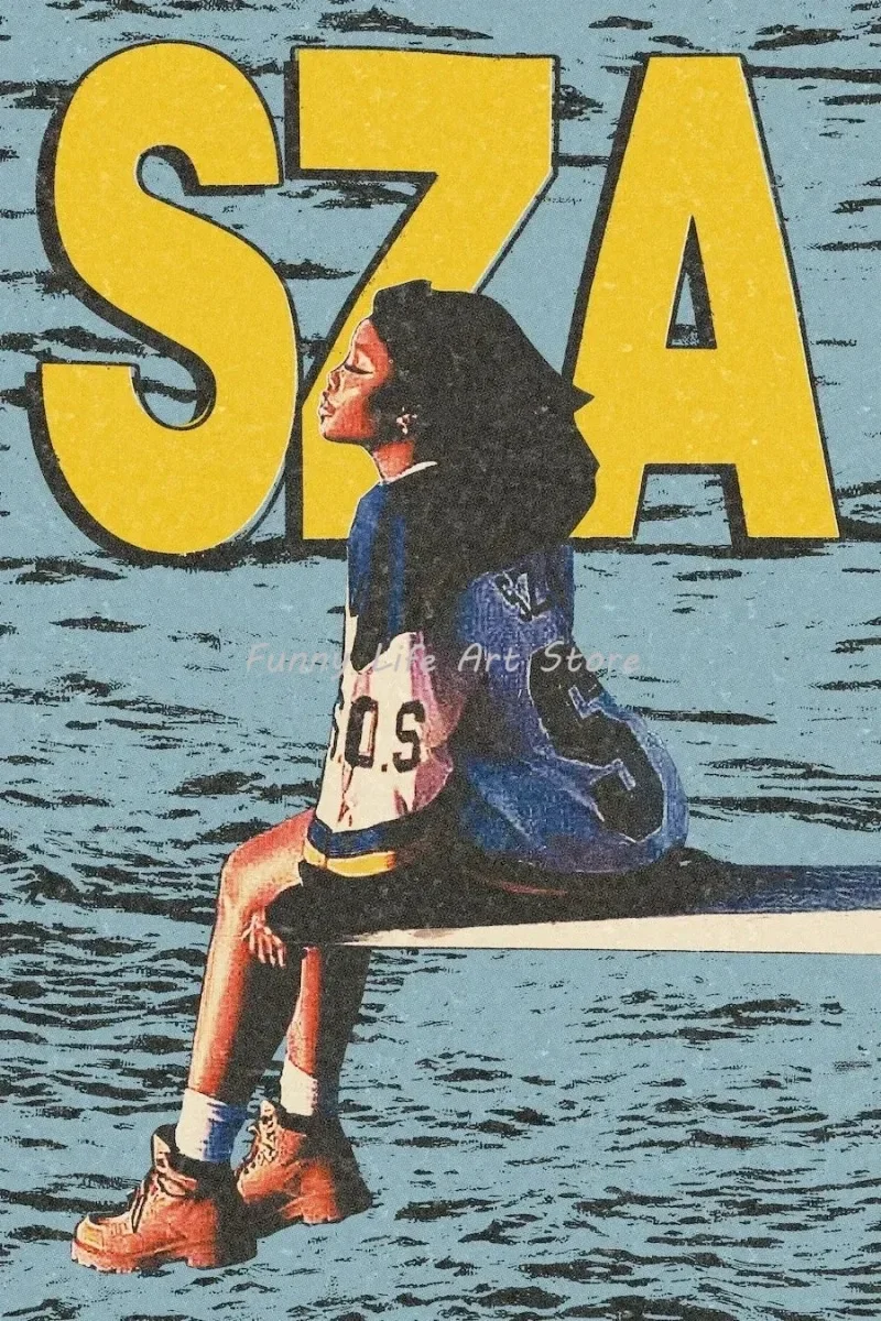 Plakat SZA - portret wokalistki, album SOS Wzór 2