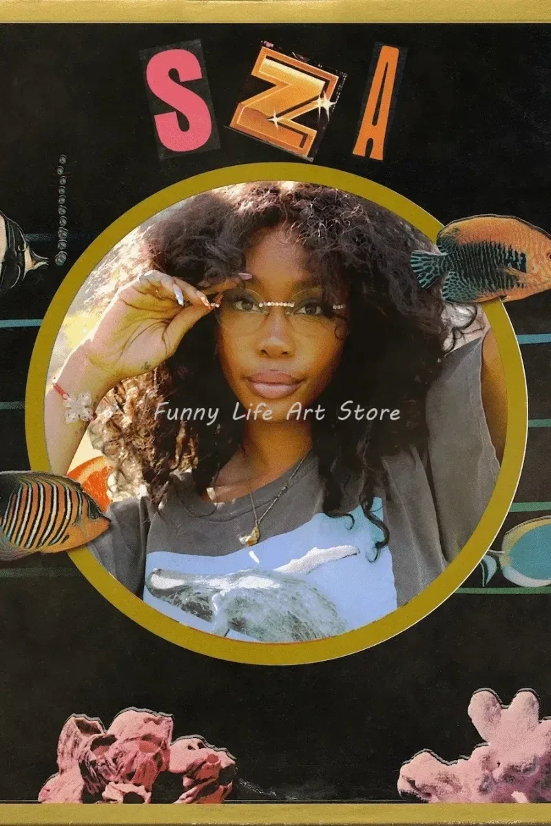Plakat SZA - portret wokalistki, album SOS Wzór 4