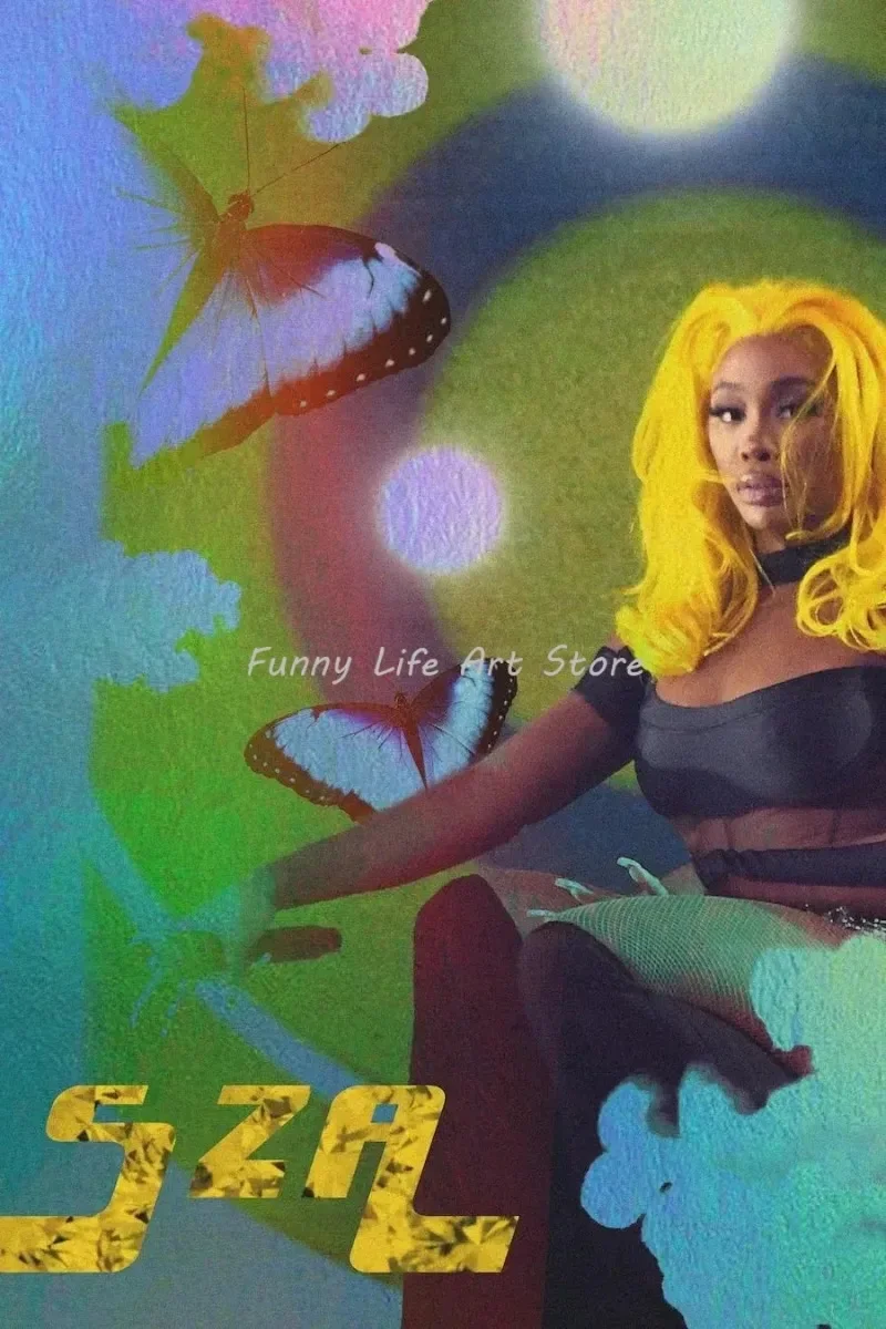 Plakat SZA - portret wokalistki, album SOS Wzór 8