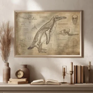 Plakat anatomia szkieletu dinozaura T-Rex Błękitny