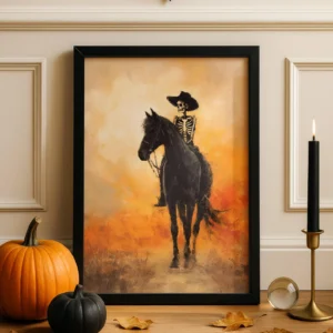 Szkielet kowboj na koniu - plakat western Wzór 1
