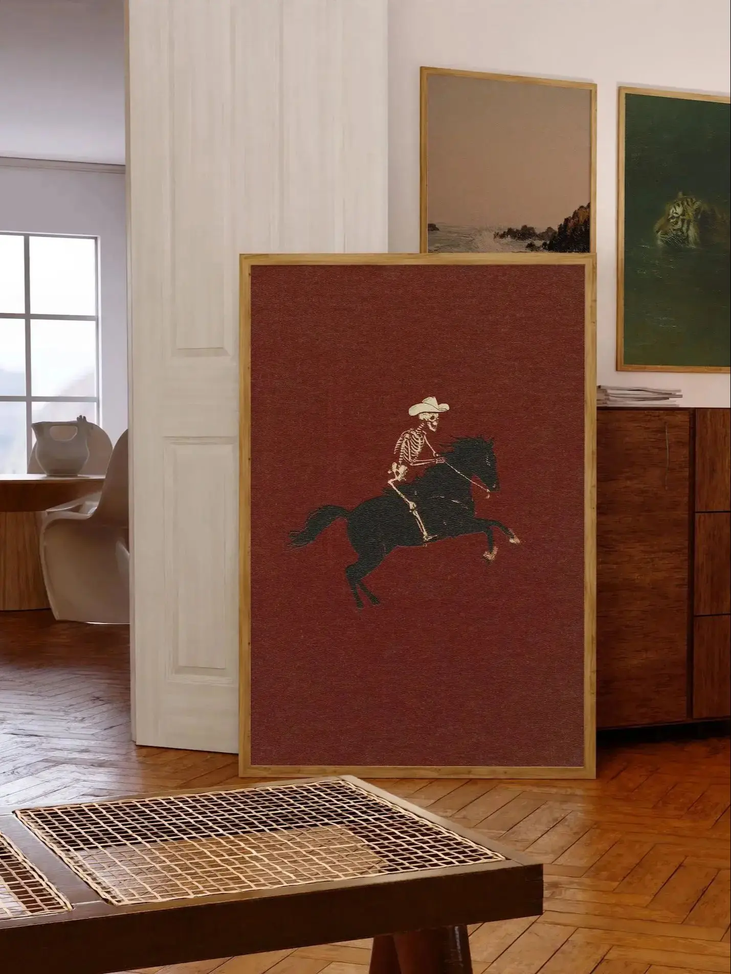 Szkielet kowboj na koniu - plakat western Wzór 2