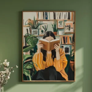 Plakat szmaragdowa kobieta z kwiatami Wzór 1