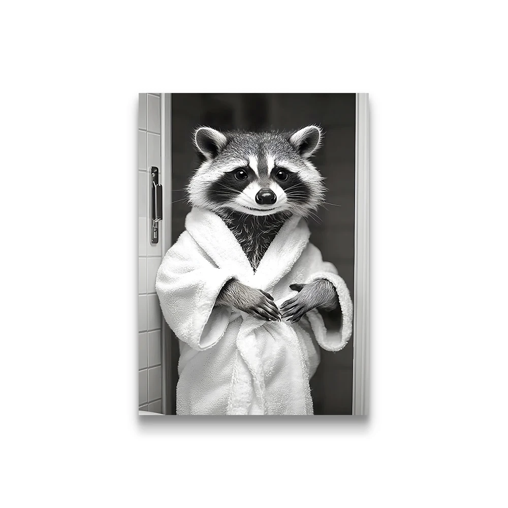 Plakat zabawny szop czytający gazetę Wzór 4