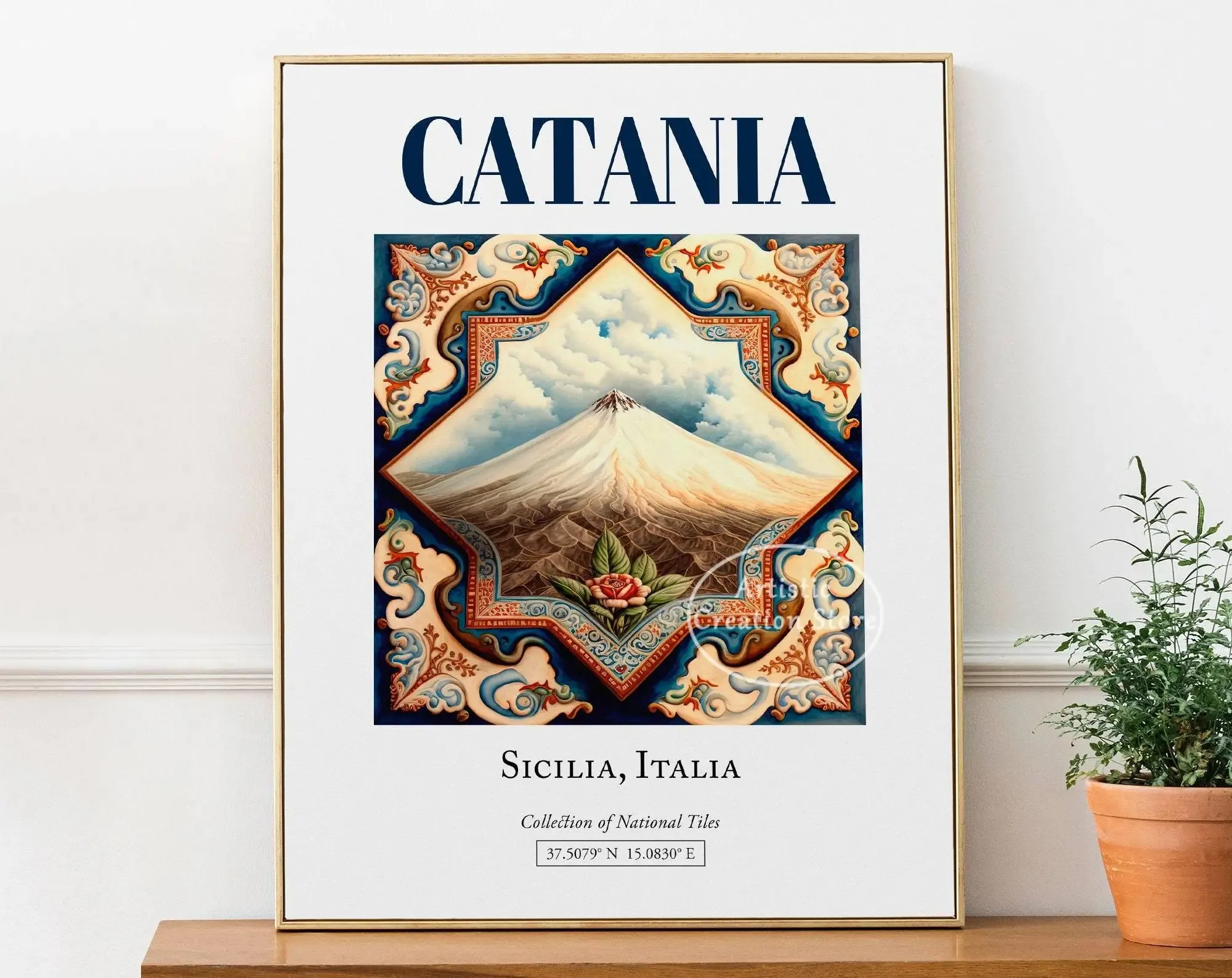 Plakat Taormina Sycylia pomarańcze Wzór 5