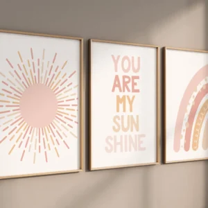 Tęczowe serce - plakat boho do pokoju dziecięcego Biały