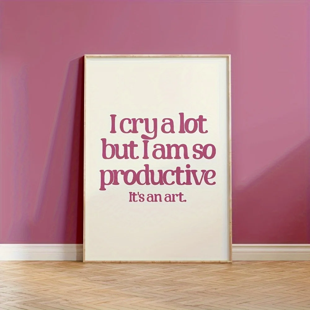 Plakat tekstowy różowo-biały vintage Czarny