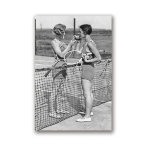 Plakat tenis vintage - czarno-biała fotografia Ciemny szary