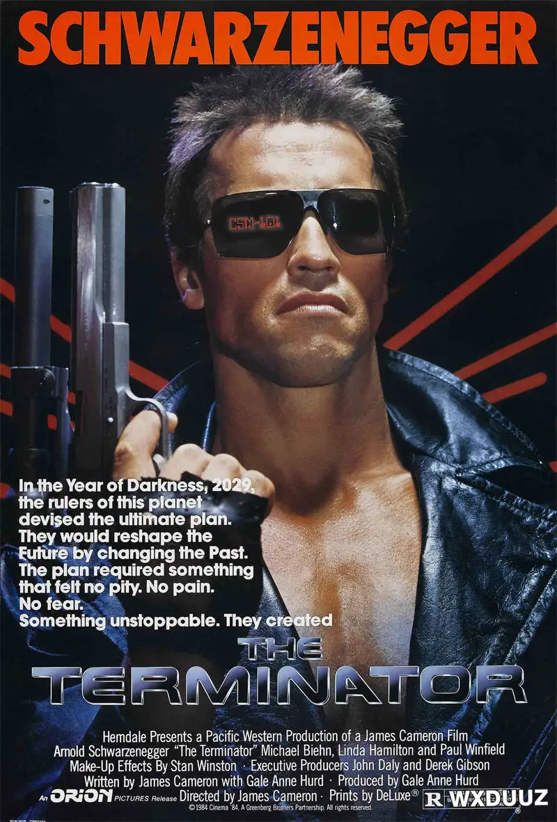 Plakat Terminator - kultowe kino lat 80. Biały