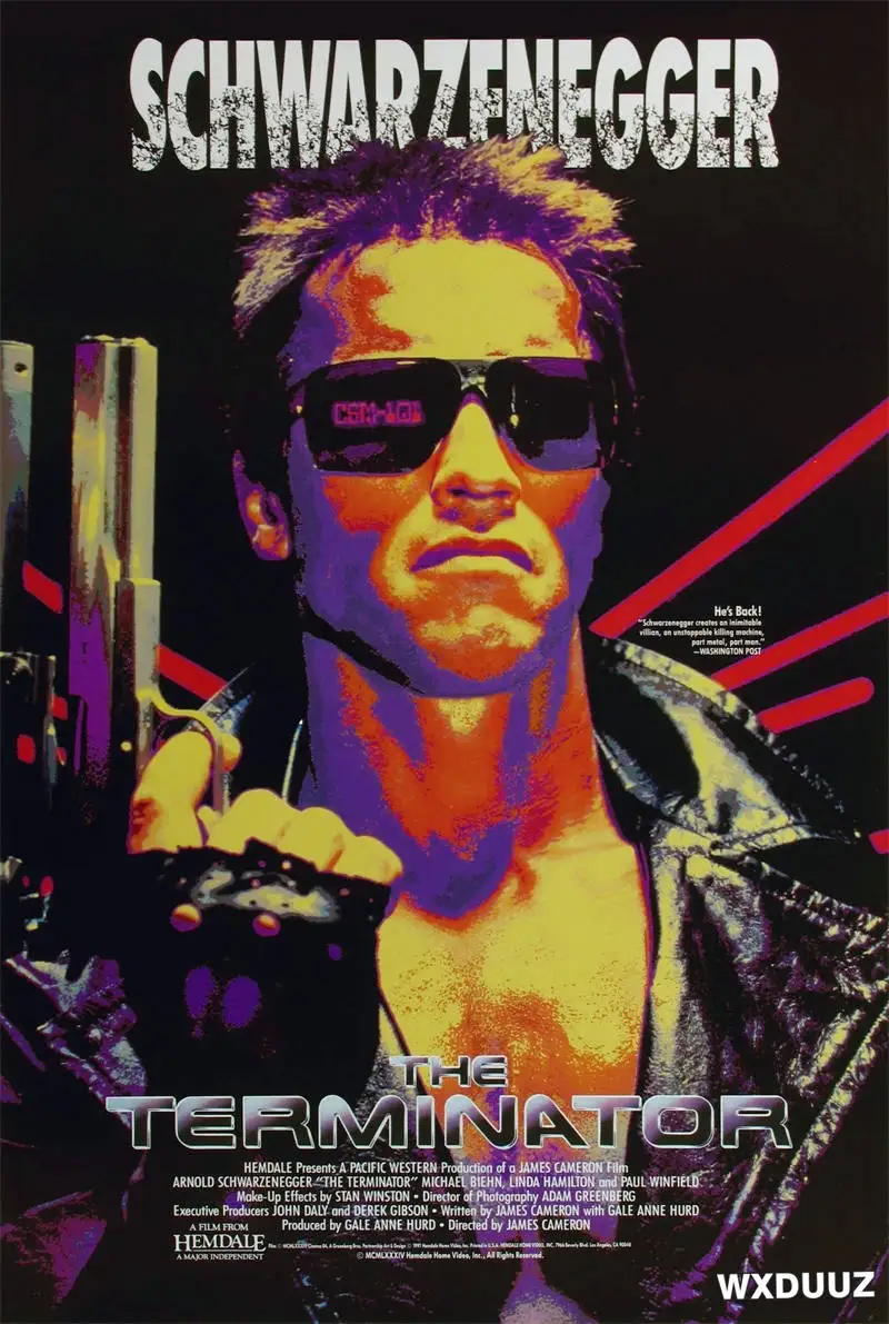 Plakat Terminator - kultowe kino lat 80. Fioletowy