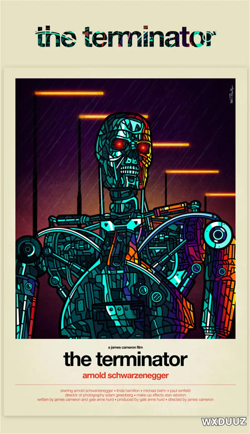 Plakat Terminator - kultowe kino lat 80. Niebieski