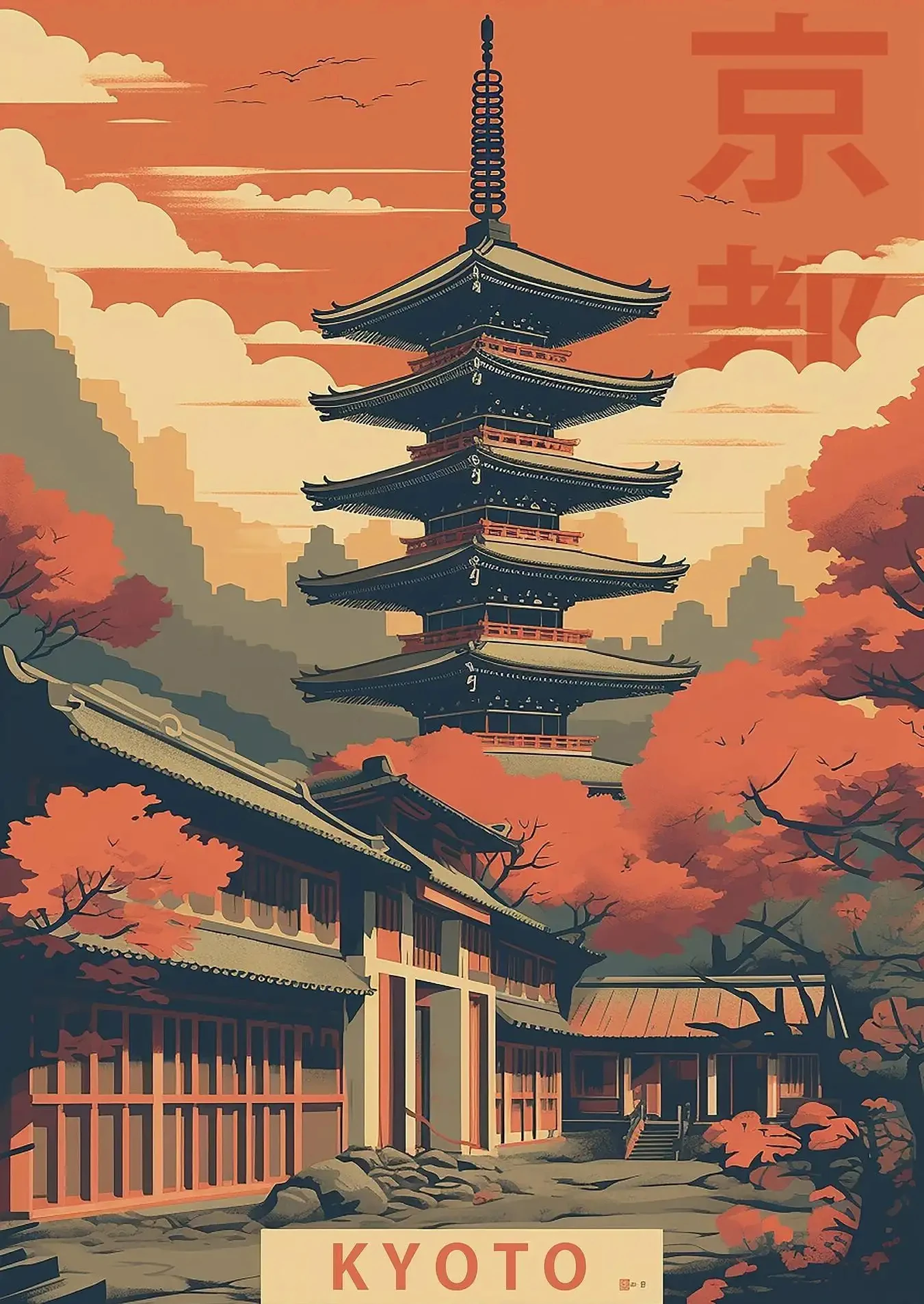 Tokio i symbole Japonii Burgundia
