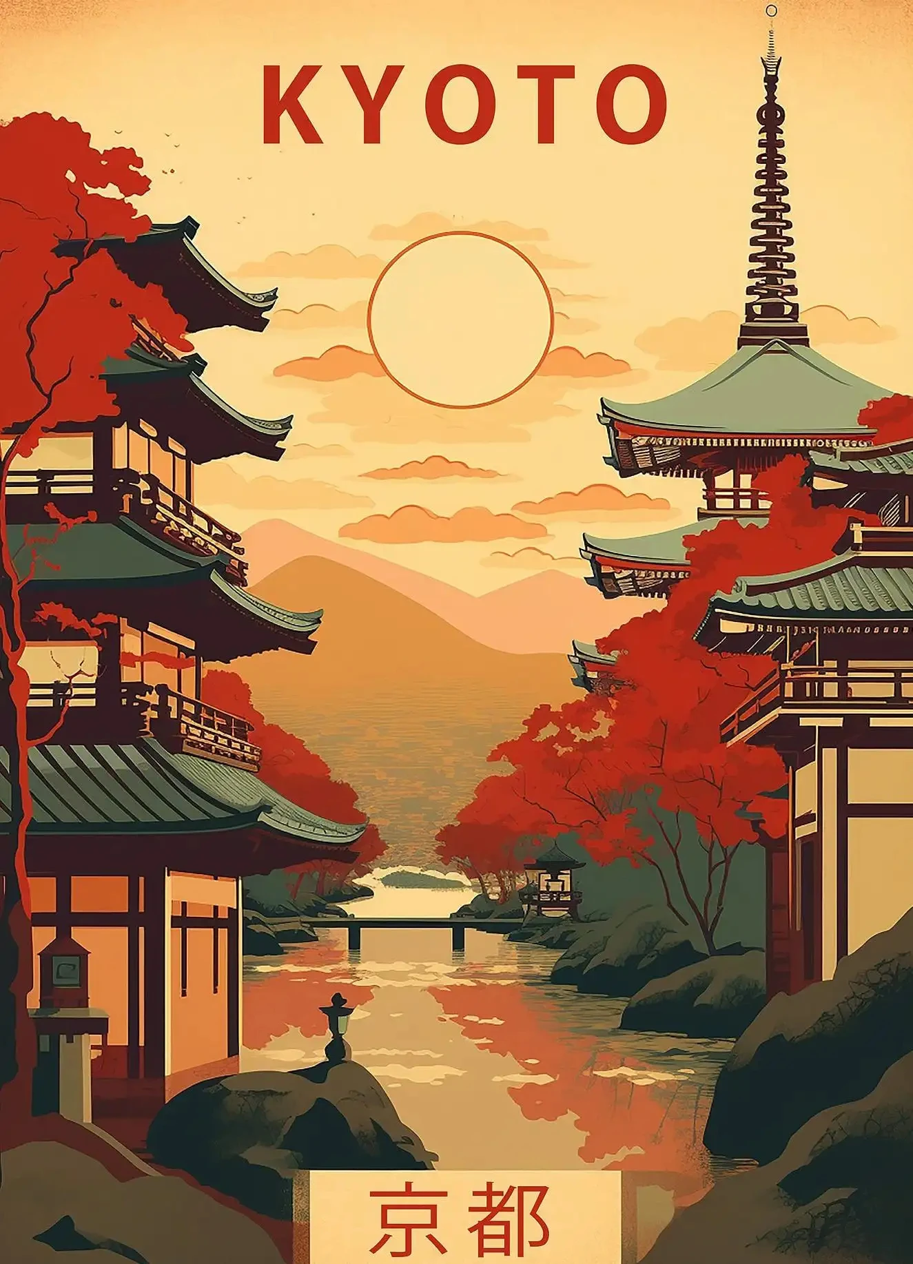 Tokio i symbole Japonii Czerwony