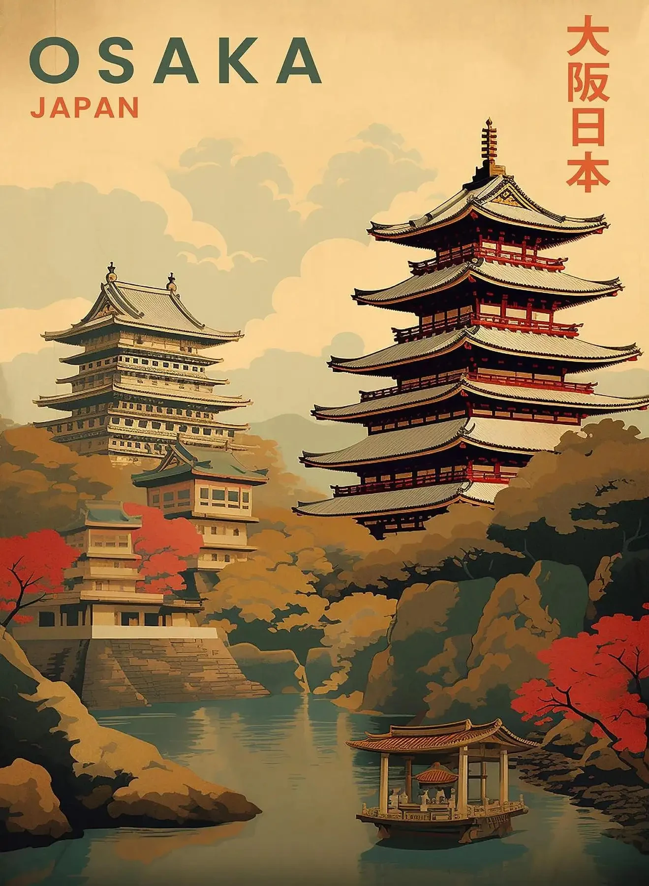 Tokio i symbole Japonii żółty