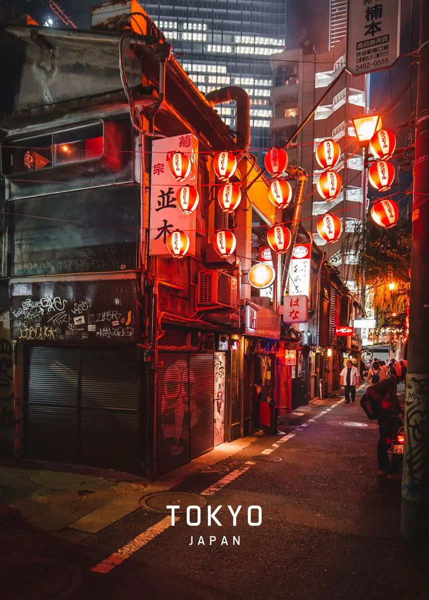Plakat Tokio Japonia Vintage Czarny