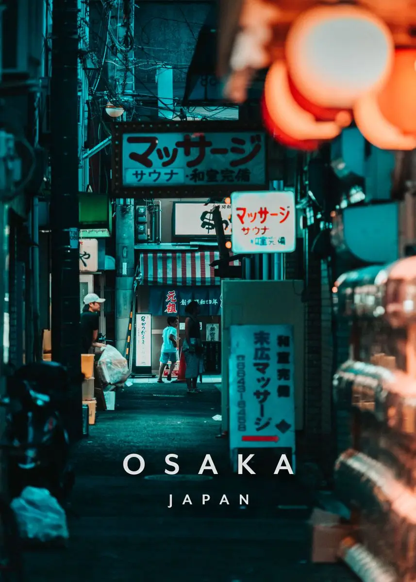 Plakat Tokio Japonia Vintage Granatowy