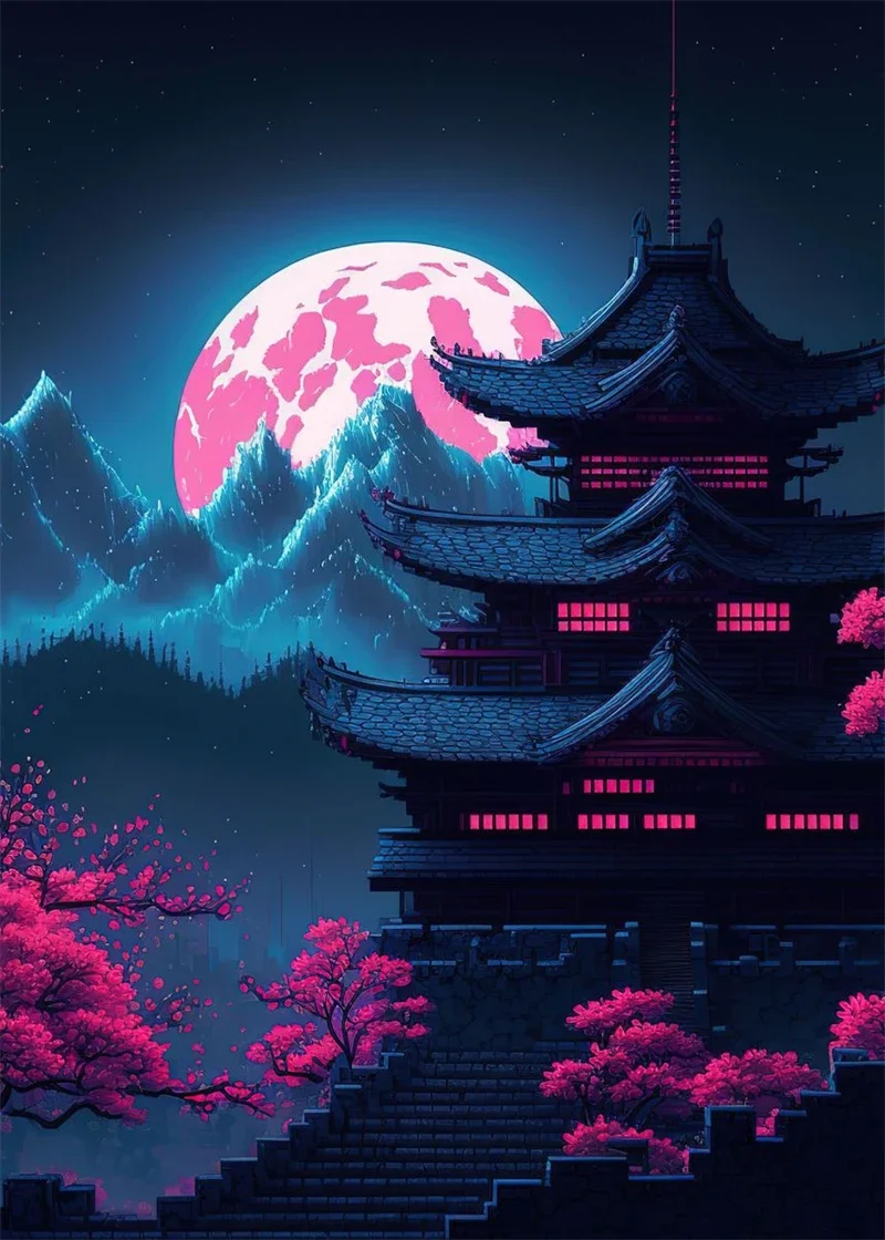 Tokio neon - plakat miejski pop Beżowy