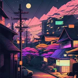 Tokio neon - plakat miejski pop Błękitny