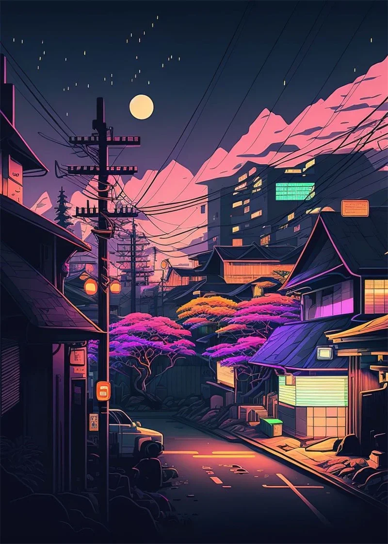 Tokio neon - plakat miejski pop Błękitny