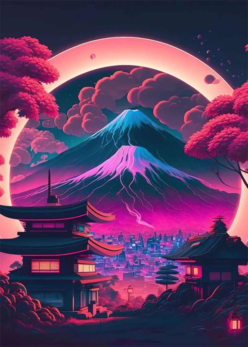 Tokio neon - plakat miejski pop Królewski niebieski