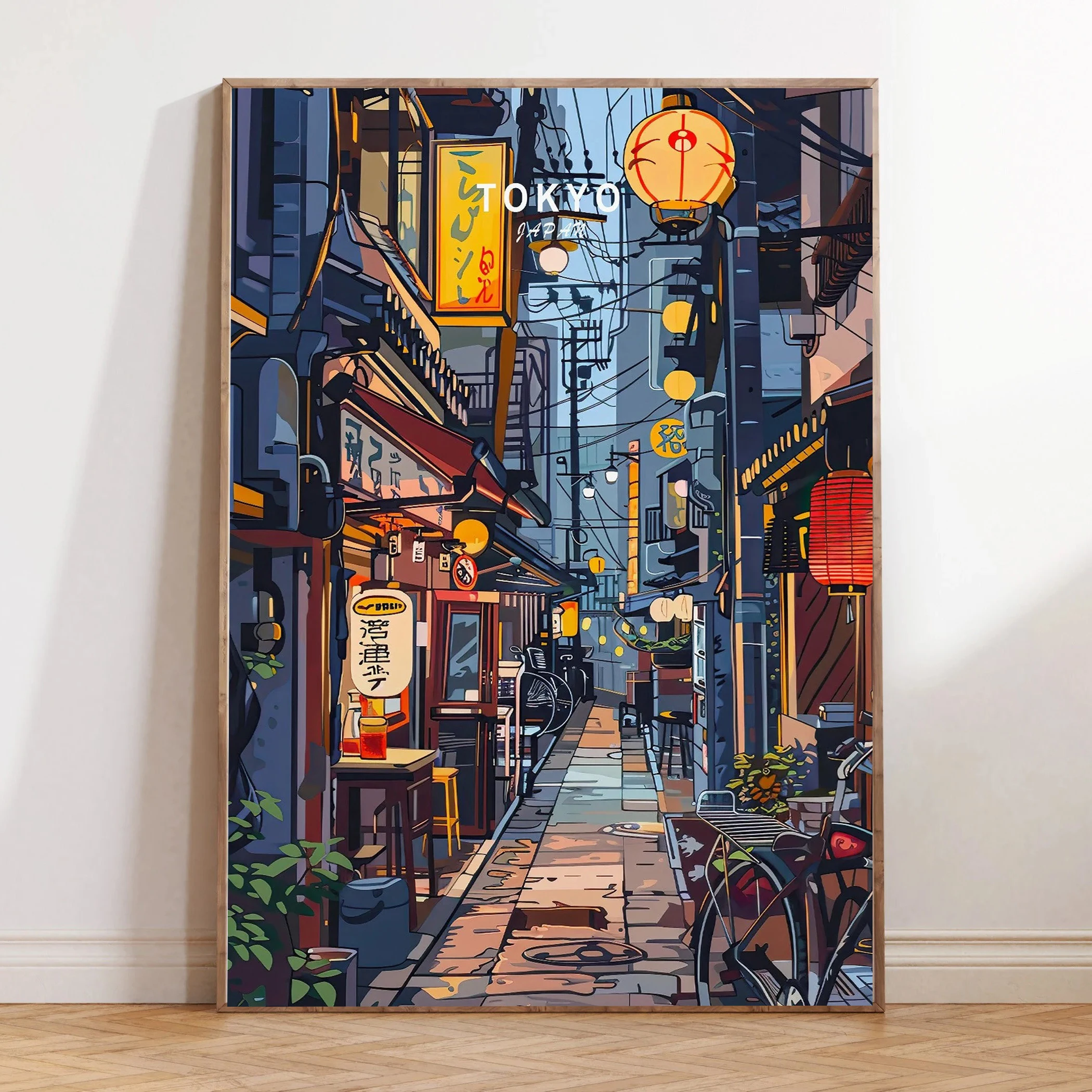 Plakat Tokio nocą – retro japoński krajobraz Wzór 8