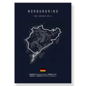 Plakat tor wyscigowy F1 - czarny minimalistyczny Granatowy