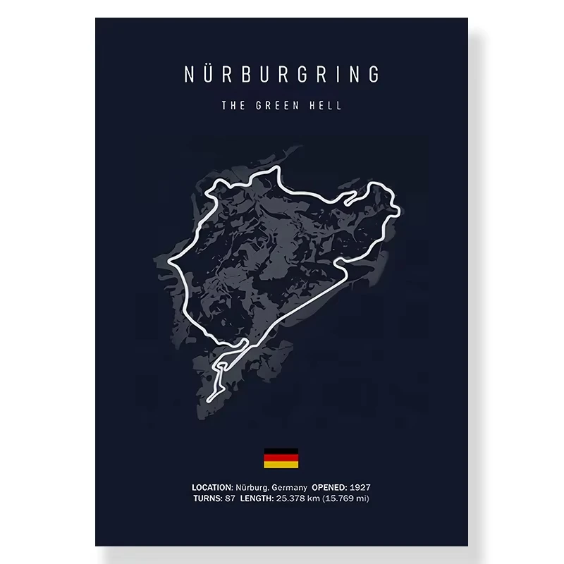 Plakat tor wyscigowy F1 - czarny minimalistyczny Granatowy