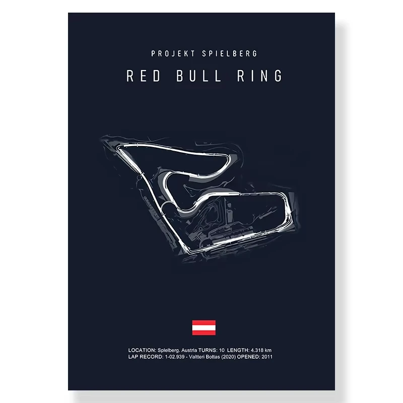 Plakat tor wyscigowy F1 - czarny minimalistyczny Jasnoszary