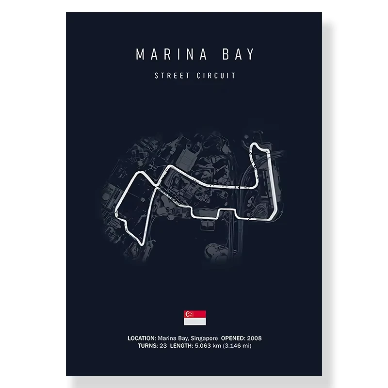 Plakat tor wyscigowy F1 - czarny minimalistyczny Jasnozielony