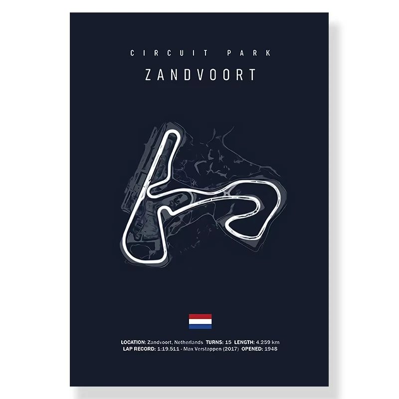 Plakat tor wyscigowy F1 - czarny minimalistyczny Niebieski