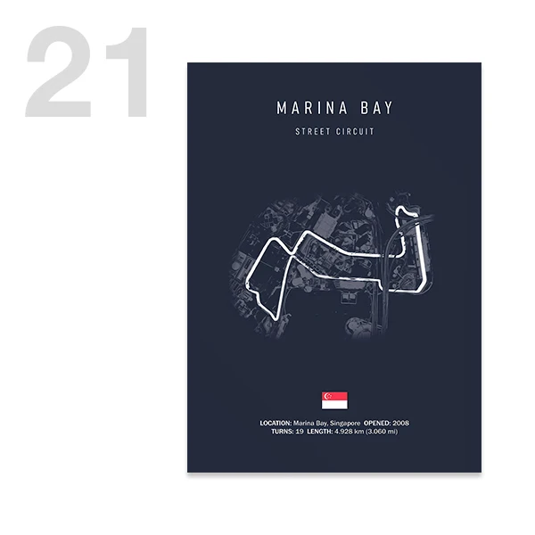 Plakat tor wyścigowy – mapa toru F1 dla fana motoryzacji Pattern21