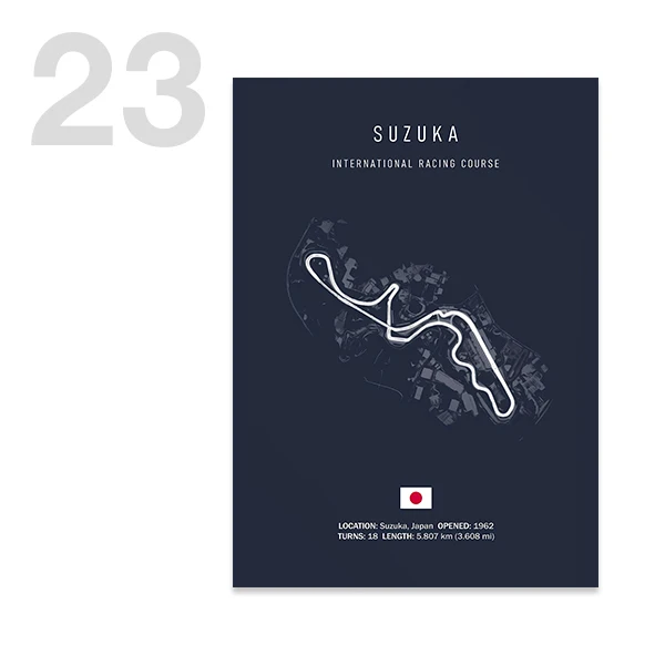 Plakat tor wyścigowy – mapa toru F1 dla fana motoryzacji Pattern23