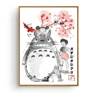 Plakat Totoro anime na płótnie Biały