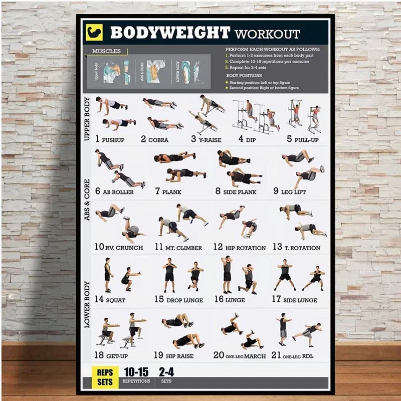 Plakat trening z hantlami na siłownię Zielony